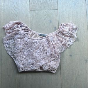 Crop top lace pink blush charlotte russe